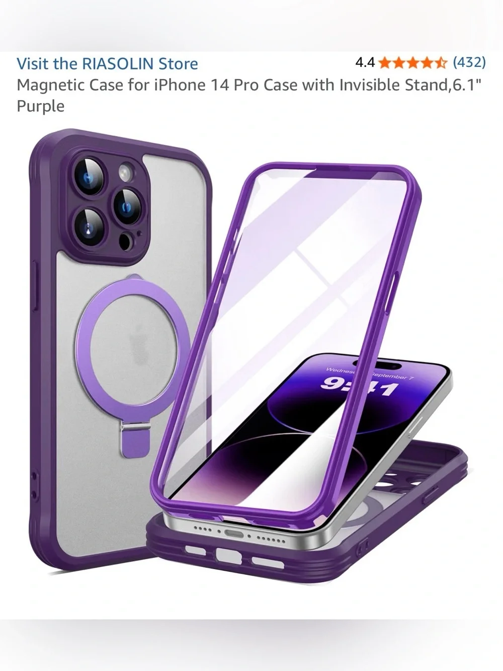 Magnetic case for I phone 14 pro case with invisible stand 6.1 PINK NEW